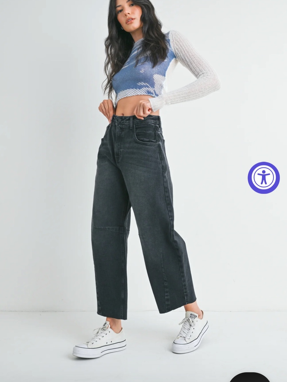 Just Black Denim The Seamed Barrell Jeans Women 27 washed black - Picture 2 of 10